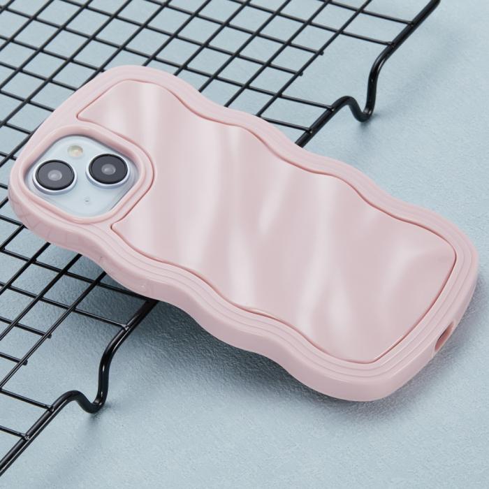 Bild 3,  iPhone 15 Mobilskal Wavy Textur Rosa