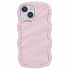  iPhone 15 Mobilskal Wavy Textur Rosa