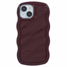  iPhone 15 Mobilskal Wavy Textur Vinr&ouml;d