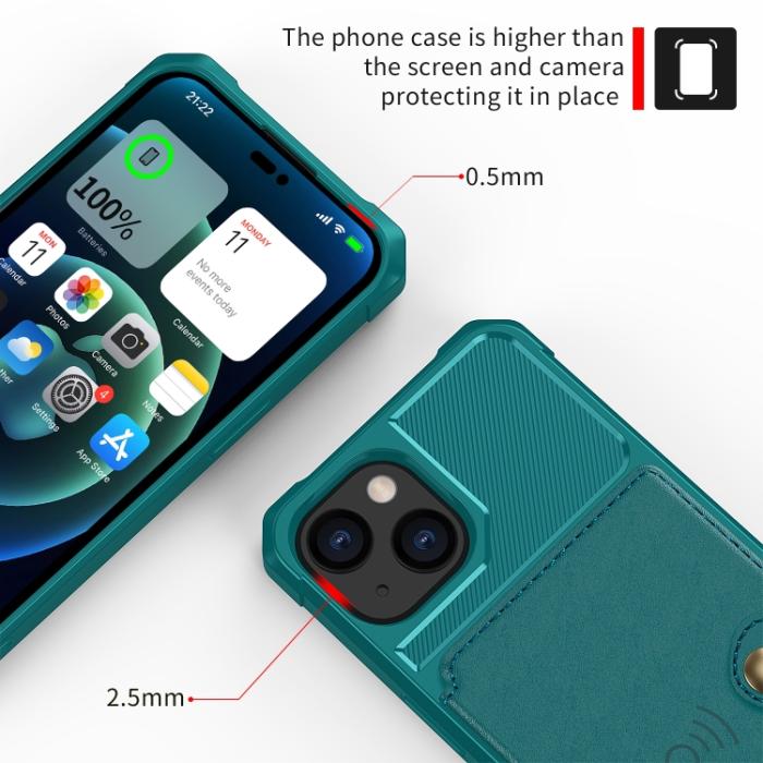 Bild 6,  iPhone 14 Skal Med Magnetiskt Plånbok Cyan