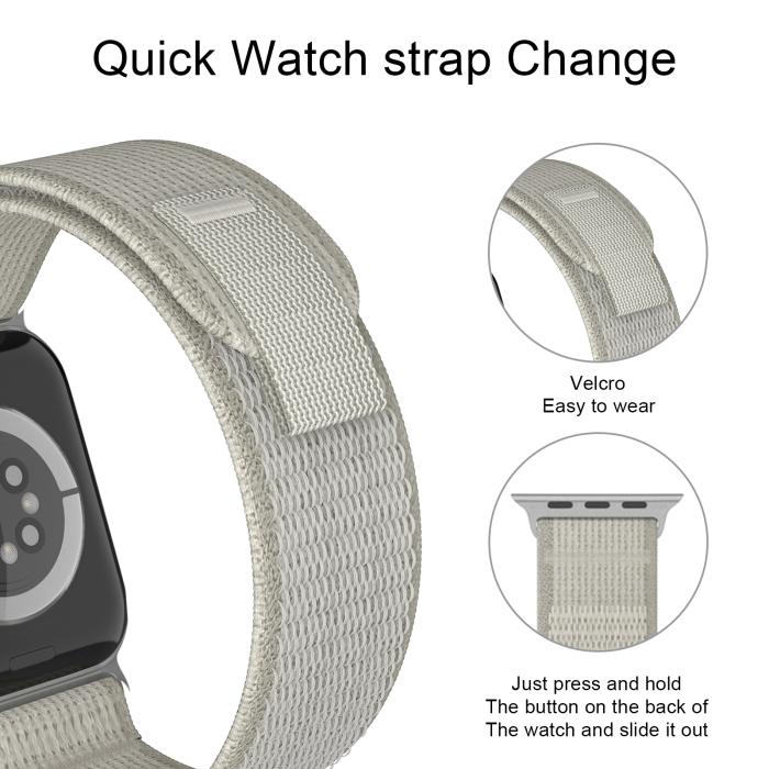 Bild 5, ColorPop Apple Watch 42/44/45/46/49 mm Armband Nylon Trail Loop Ljus Grå