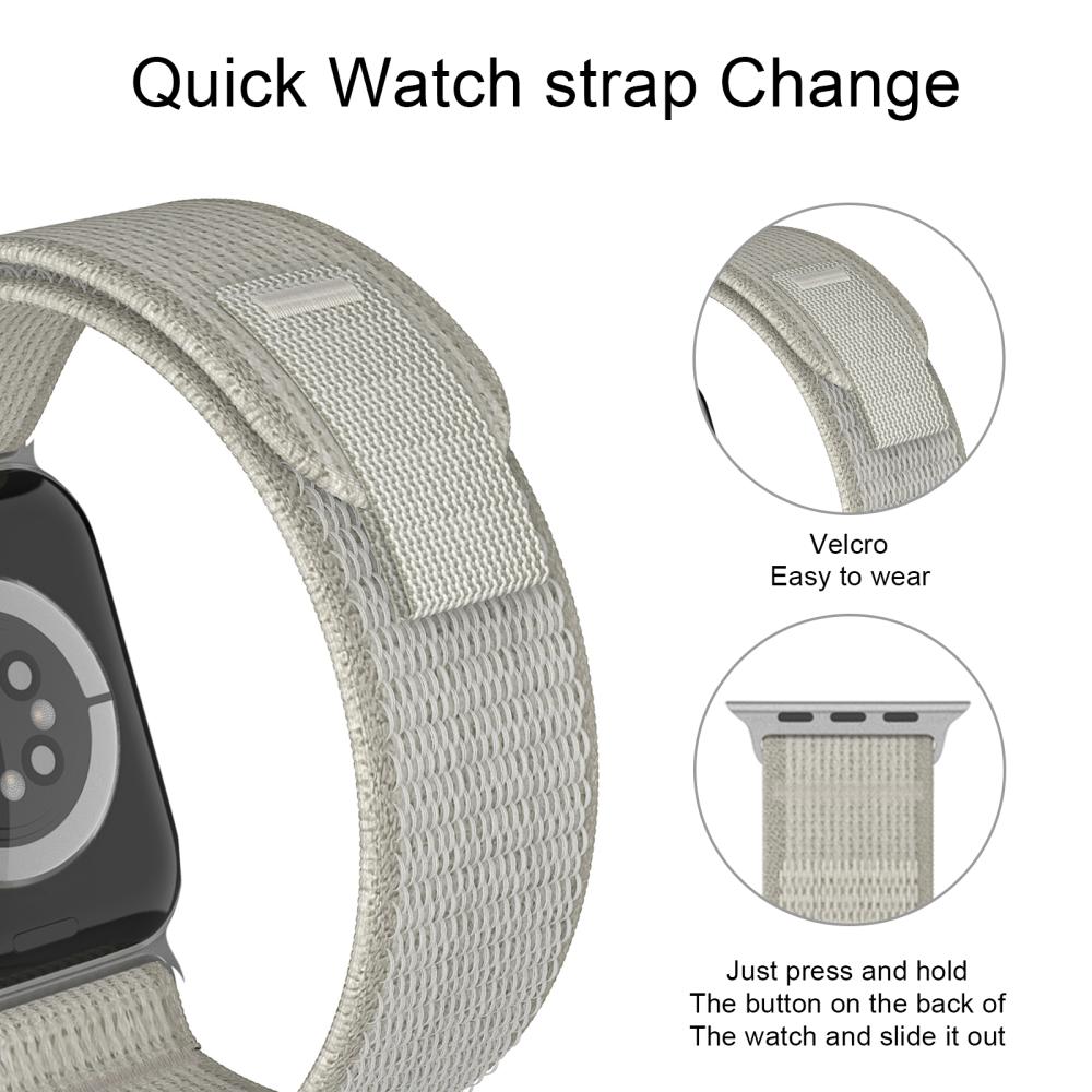 ColorPop Apple Watch 42/44/45/46/49 mm Armband Nylon Trail Loop Ljus Grå