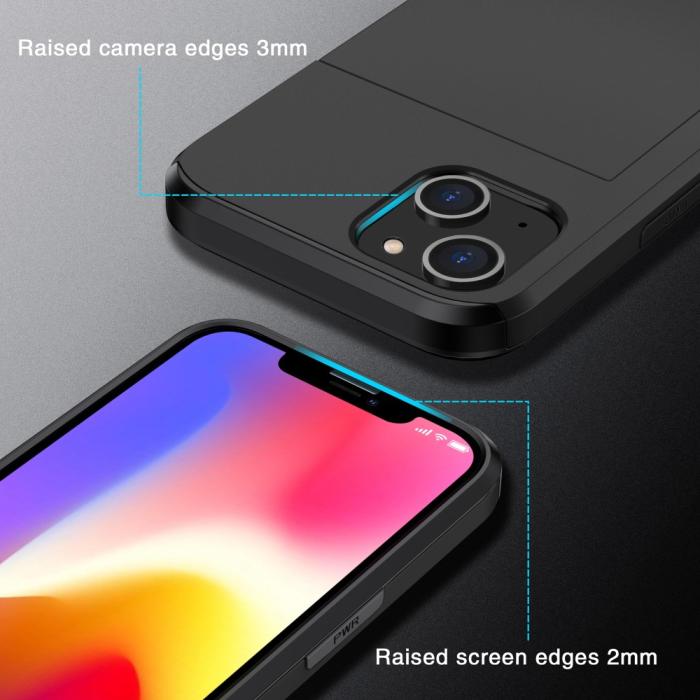 Bild 4,  iPhone 15 Skal Hybrid Med Kortfack Svart