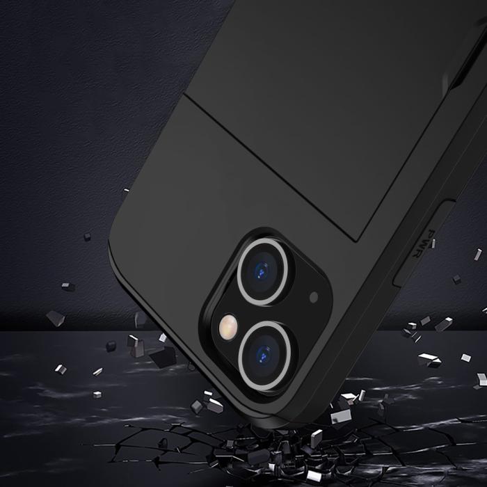 Bild 6,  iPhone 15 Skal Hybrid Med Kortfack Svart
