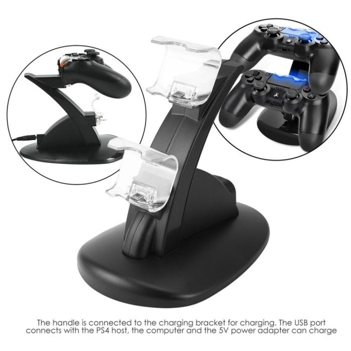Bild 2,  Dockstation För Två Playstation PS4 Kontroller med LED-indikatorer
