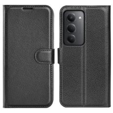  Xiaomi Redmi 15 Fodral Litchi L&auml;der Svart
