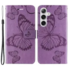  Samsung Galaxy S24 Fodral Fj&auml;ril Tryck Lila