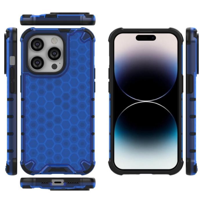 Bild 4,  iPhone 15 Pro Skal Honeycomb Shockproof Blå