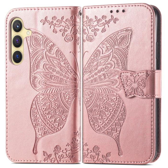 Bild 2,  Samsung Galaxy S25 Plus Fodral Med Fjäril Tryck Roséguld
