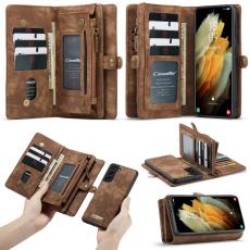 CASEME Samsung Galaxy S21 - CASEME 2-i-1 Multifunktionellt Pl&aring;nboksfodral - Brun