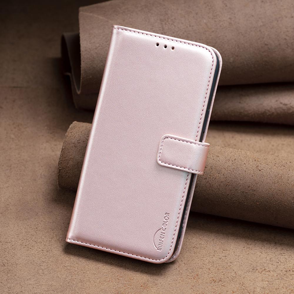 BINFEN BINFEN iPhone 17 Pro Fodral Läder Roséguld