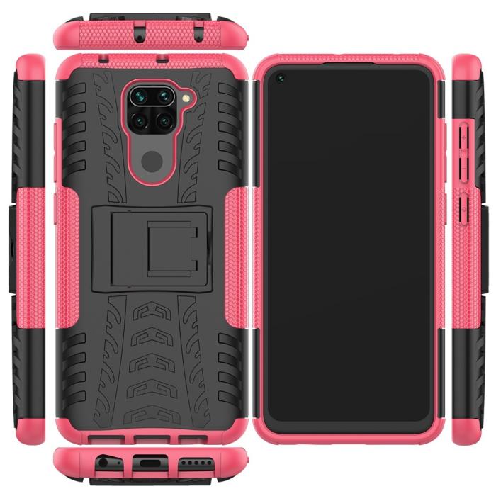 Bild 2,  Xiaomi Redmi Note 9 - Ultimata Stöttåliga Skalet med Stöd - Rosa