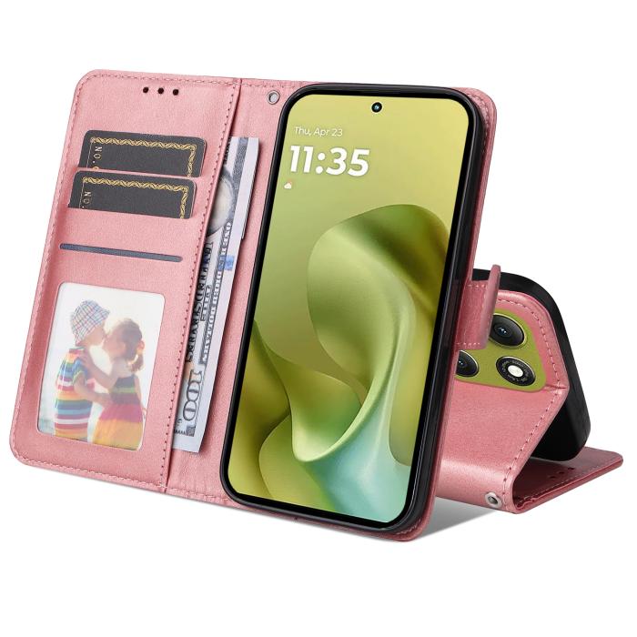 Bild 2,  Motorola Moto G86 Power / G86 5G Fodral Läder Roséguld