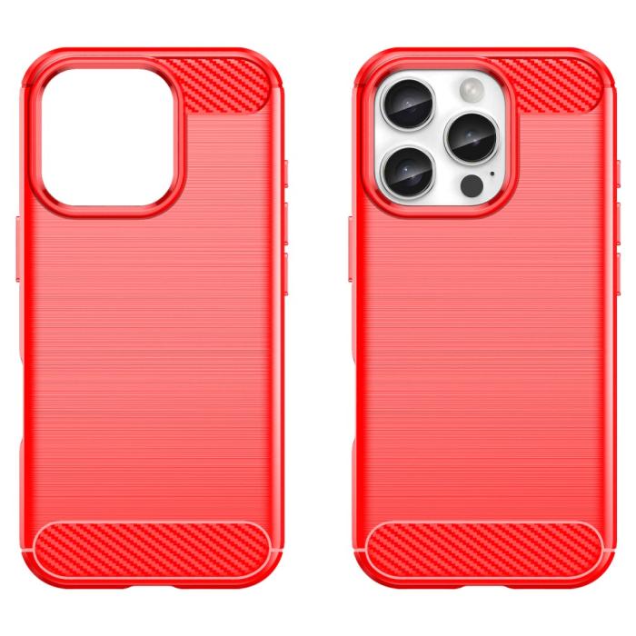 Bild 2,  iPhone 16 Pro Skal Kolfiber Textur Röd