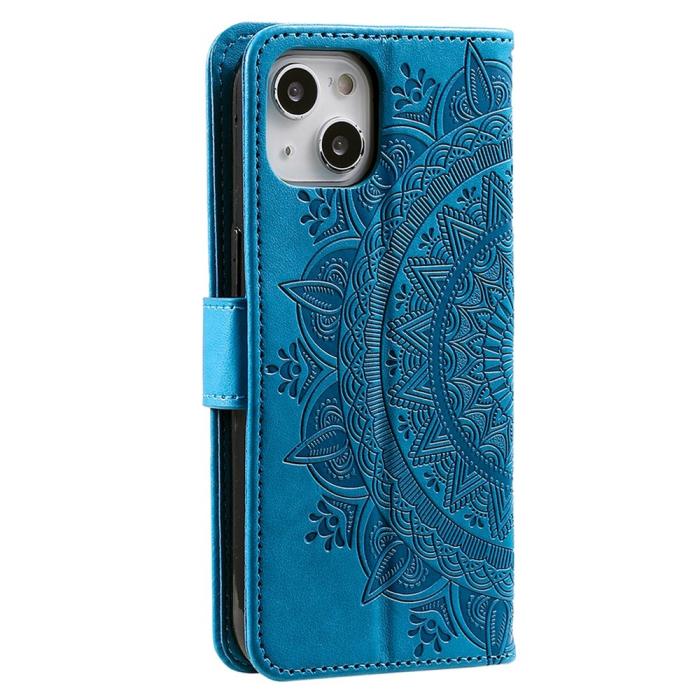 Bild 6,  iPhone 15 Fodral Mandala Läder Blå
