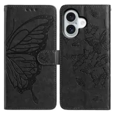  iPhone 17 Fodral Med Fj&auml;ril Tryck Svart