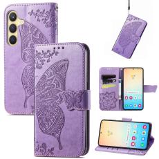  Samsung Galaxy S25 Plus Fodral Med Fj&auml;ril Tryck Lila