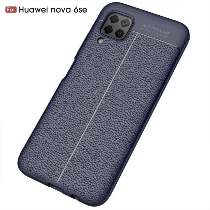 Bild 2,  Huawei P40 Lite - Litchi Läderskal - Mörk Blå