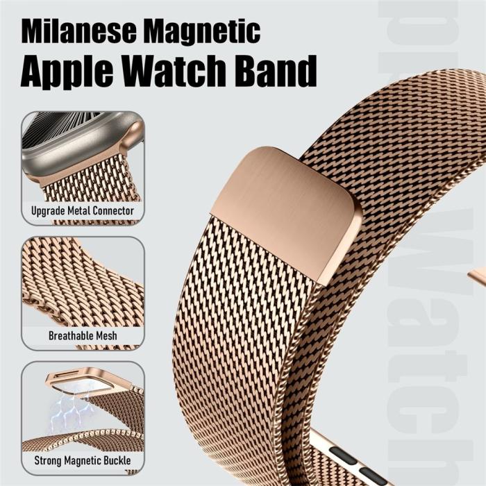Bild 2,  Apple Watch 38/40/41/42 mm Armband Milanese Roséguld