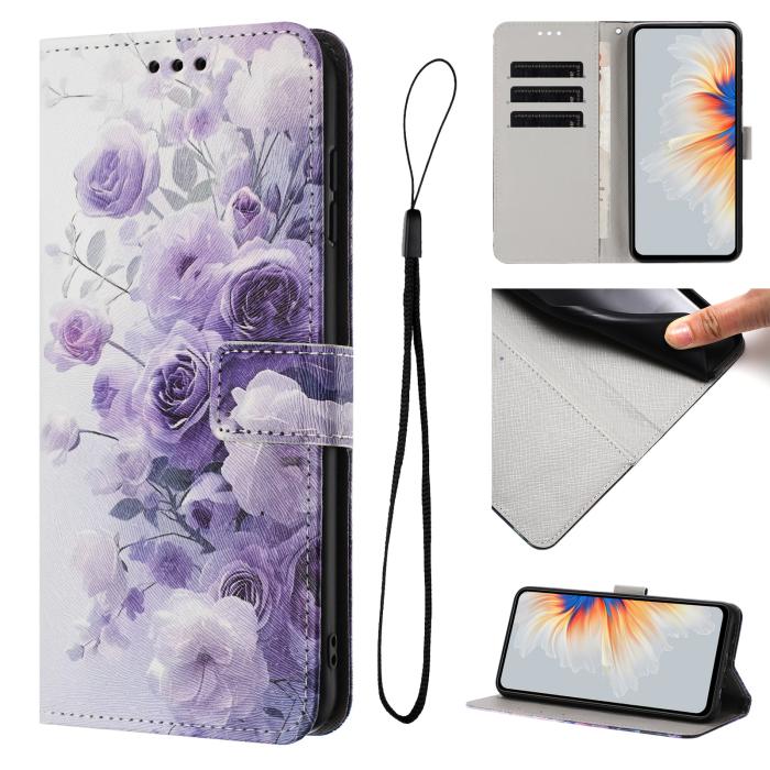 Bild 2,  Samsung Galaxy A27 5G Fodral Läder Rosor Lila