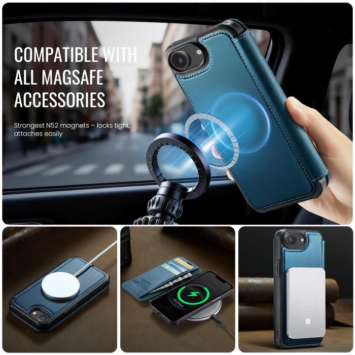 Bild 2, CASEME CASEME iPhone 16e/17e Skal RFID Plånbok Blå