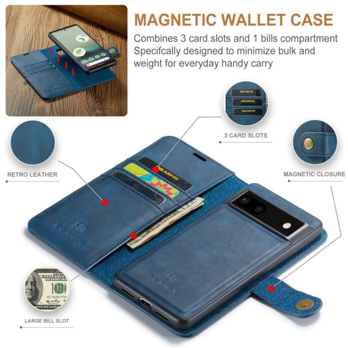 Bild 4, DG.MING DG.MING Google Pixel 6A 2in1 Magnet Fodral / Skal Blå