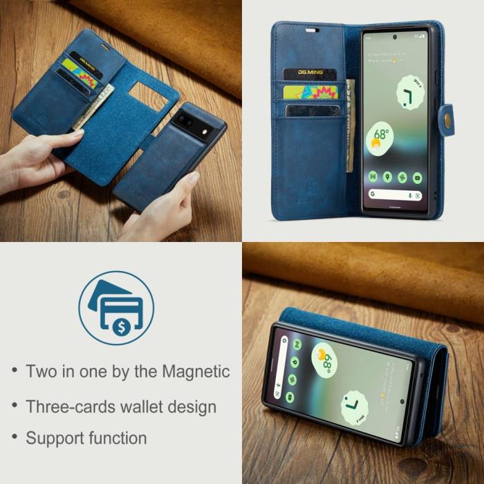 Bild 6, DG.MING DG.MING Google Pixel 6A 2in1 Magnet Fodral / Skal Blå