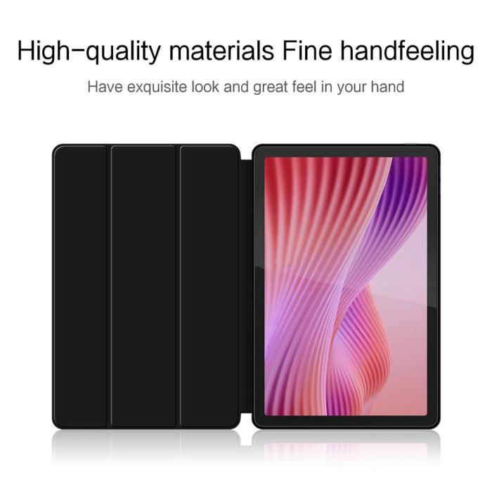 Bild 4,  Lenovo Tab 10.1 2025 Fodral Tri-Fold Läder Svart