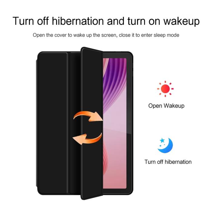 Bild 5,  Lenovo Tab 10.1 2025 Fodral Tri-Fold Läder Svart