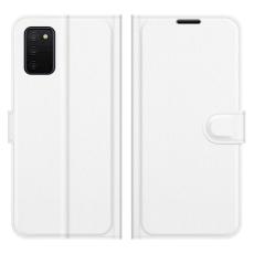  Samsung Galaxy A03s Fodral Litchi L&auml;der Vit