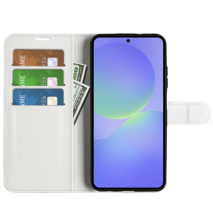 Bild 2,  Samsung Galaxy A37 5G Fodral Litchi Läder Vit