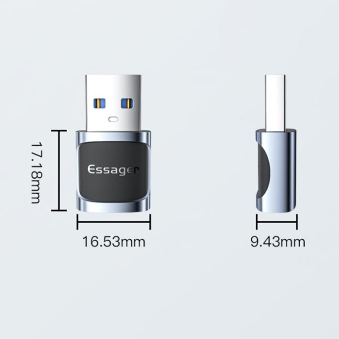 Bild 5, ESSAGER ESSAGER USB-C Hona till USB-A 3.0 Adapter, 5Gbps Blå