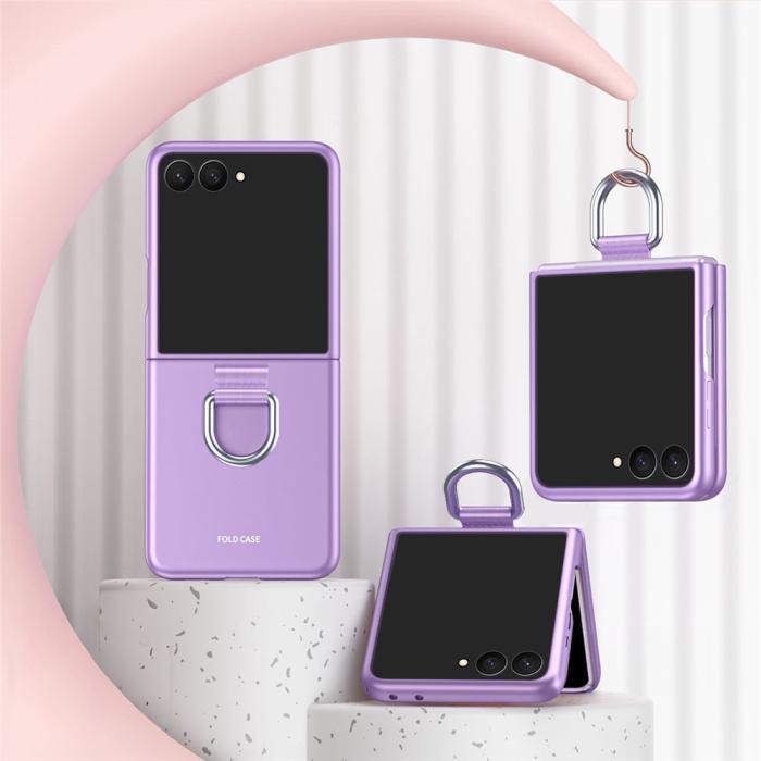 Bild 2,  Samsung Galaxy Z Flip 8 Skal med Ringhållare Gummerad PC Lila