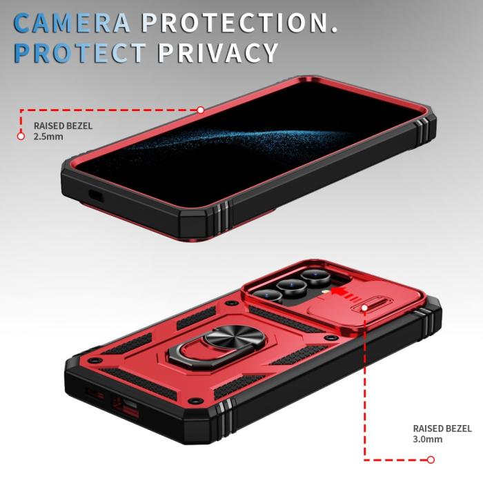 Bild 4,  Galaxy S24 Plus Skal CamShield Ring Hybrid Armor Röd/Svart