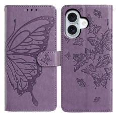  iPhone 17 Fodral Med Fj&auml;ril Tryck Lila