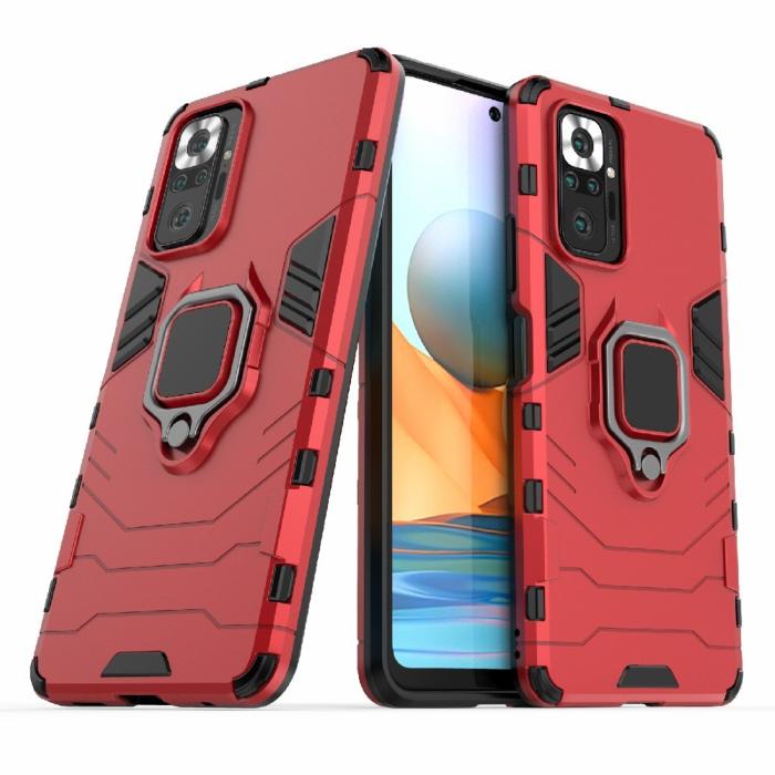 Bild 2,  Xiaomi Redmi Note 10 Pro - Hybrid Armor Ring Skal - Röd