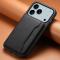  iPhone 17 Pro Skal Med Kortfack Läder Svart