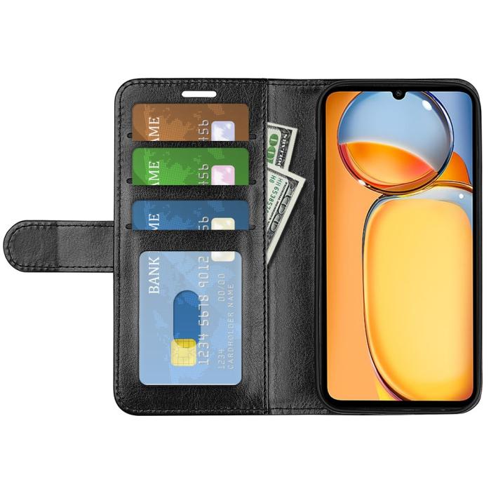 Bild 2,  Xiaomi Redmi 13C 4G Fodral Crazy Horse Läder Svart