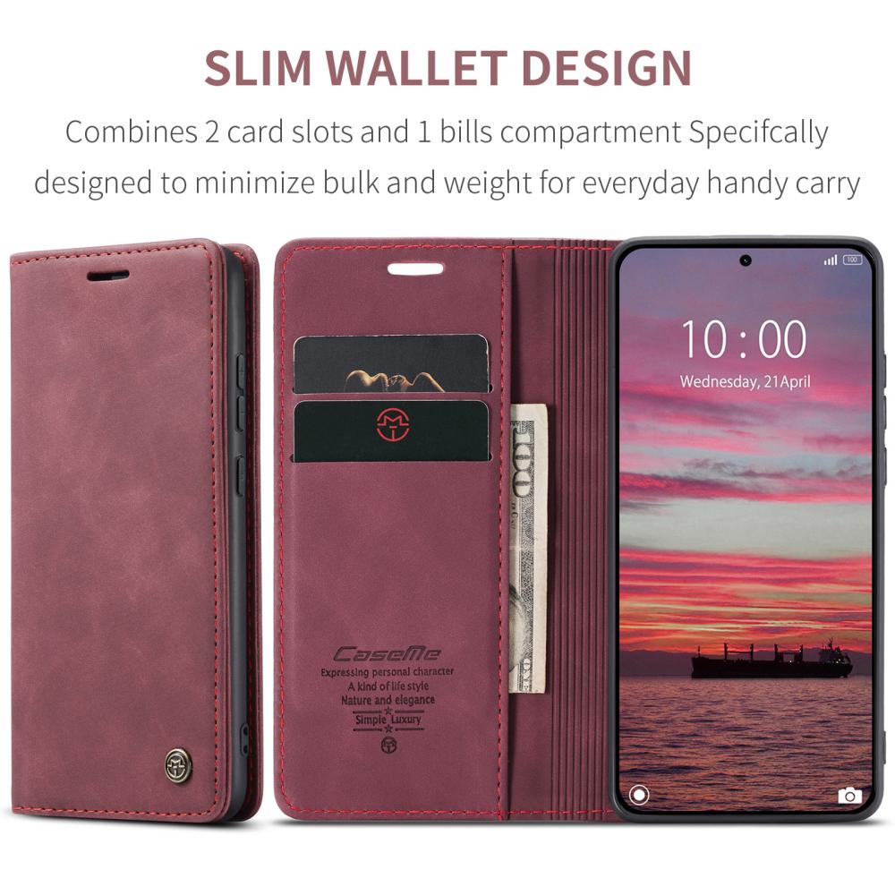 CASEME CASEME Xiaomi 15T Fodral Flip Retro Läder Röd
