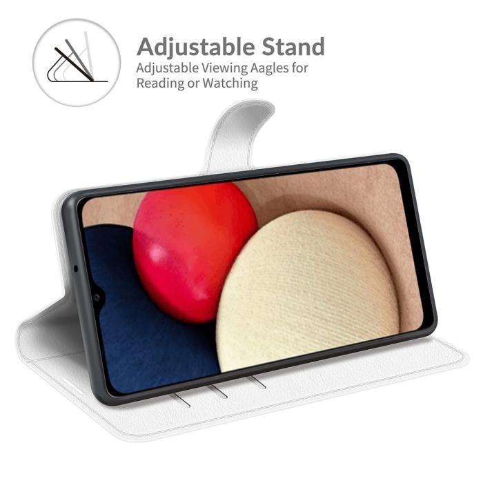 Bild 4,  Samsung Galaxy A03s Fodral Litchi Läder Vit