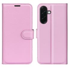  Samsung Galaxy A37 5G Fodral Litchi L&auml;der Ljus Rosa