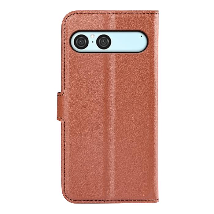 Bild 2,  Sony Xperia 10 VII Fodral Litchi Läder Brun