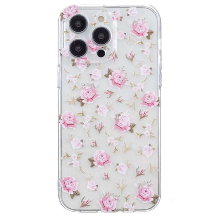 Bild 2,  iPhone 16 Pro Skal TPU Rosa Blommor