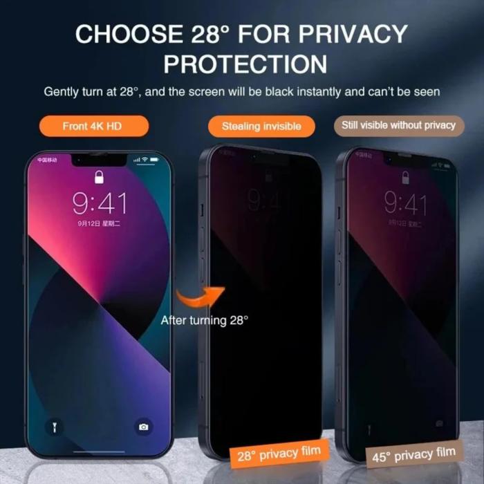 Bild 5,  iPhone 18 Skärmskydd Privacy Heltäckande Svart