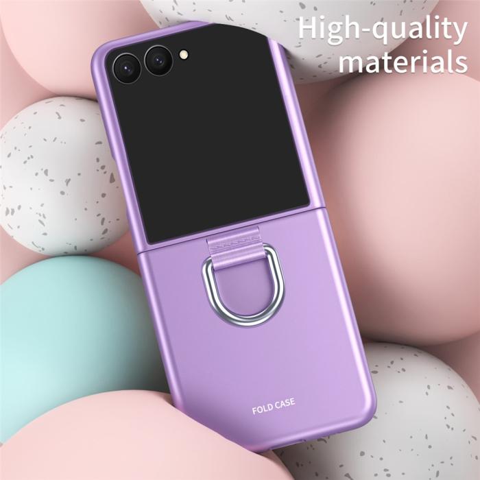 Bild 4,  Samsung Galaxy Z Flip 8 Skal med Ringhållare Gummerad PC Lila