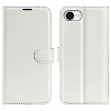  iPhone 17e / 16e Fodral Litchi L&auml;der Vit