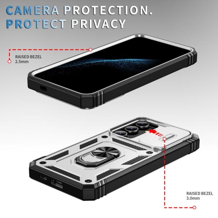 Bild 4,  Galaxy S24 Plus Skal CamShield Ring Hybrid Armor Vit/Svart