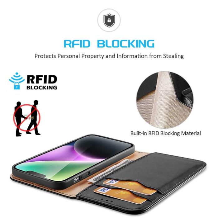 Bild 4, DUX DUCIS DUX DUCIS iPhone 15 Plus Fodral RFID Läder Svart