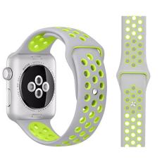  Ih&aring;ligt Silikon Armband Apple Watch 42/41/40/38 mm (M/L) - Gr&aring;/Gr&ouml;n
