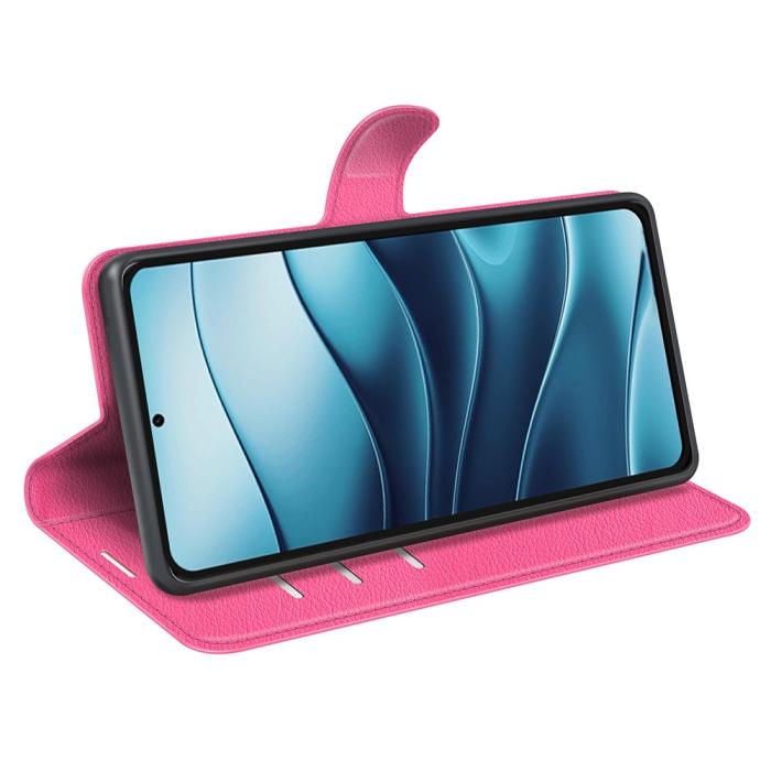 Bild 3,  Xiaomi Redmi Note 14 5G Fodral Litchi Läder Rosa